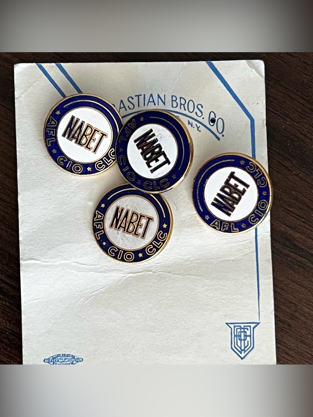 Vintage NABET AFL CIO CLC Hat Pin Lapel Pinback Lot of 4 Bastian Bros Enamel